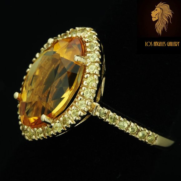 Sonia Bitton / 3.75 CT Honey Citrine & Yellow Sapphire Ring / 14K - Picture 3 of 7